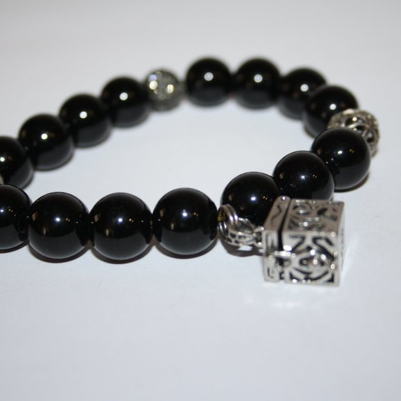 Beautiful black beaded Angel box Charm bracelet by Alexa's Angels 8" - Picture 3 of 4